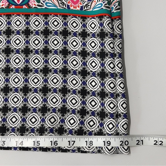 CYNTHIA ROWLEY Dress Womens Size 6 Multicolored Geometric Short Sleeve Zip Back - Picture 6 of 9